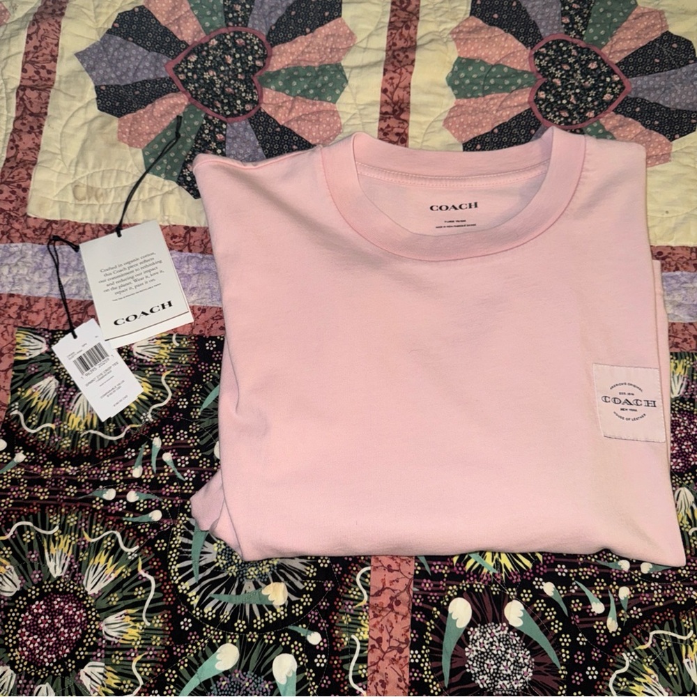 Coach Women’s Crop Pink T-Shirt, Dusty Pink sz XL